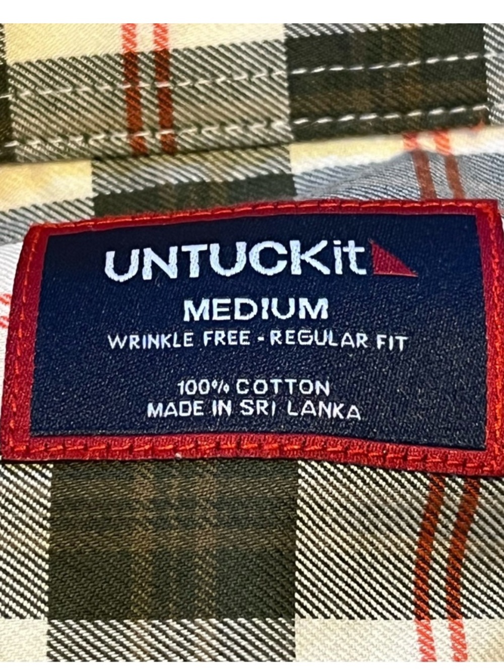 UNTUCKit Harwin Shirt Wrinkle Free Olive Multi Plaid button down size medium - Picture 6 of 11